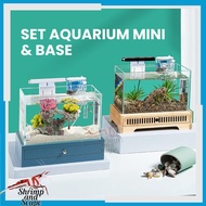 KAYU Mini Aquarium Set Mini Aquarium Package And Minimalist Wooden Pedestal Decoration