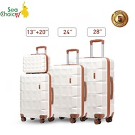 [รับประกัน5ปี] SeaChoice กระเป๋าเดินทางล้อลาก luggage bag suitcase 13/20/24/28 นิ้ว วัสดุPC 8 ล้อ หมุนได้ 360 องศา รุ่นซิปYKK  ตัวล็อคTSA น้ำหนักเบา กันน้ำ