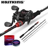KastKing Portable Fishing Rod and Reel Combo Set with Fishing Line Brutus Baitcasting Reel and 4 Sections Casting Fishing Rod