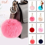 LILY Plush Ball Pendant, Imitation Rabbit Fur Solid Color Fluffy Ball Keychain, Cute Hanging Decorat