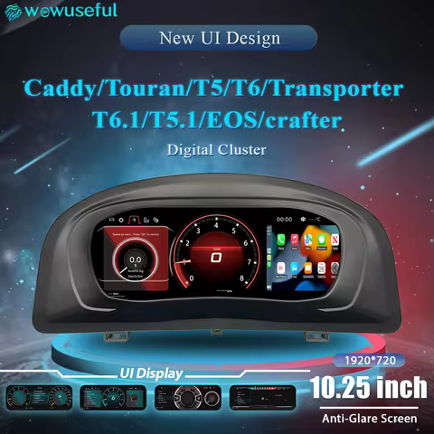 LCD Digital Dashboard Cluster For VW Caddy Touran T5 T6 Transporter T6.1 T5.1 EOS Crafter Virtual In