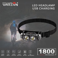 WARSUN 106 LED Headlamp 1800 Lumens Super Bright Mini Head Lamp Light USB Rechargeable Waterproof Se