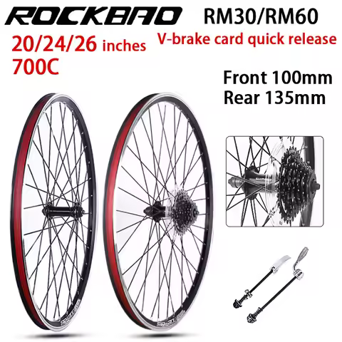 ROCKBAO 20inch Bike Wheelset 24 26 inch Aluminum alloy RM30/RM60 100/135mm 700C V brake 32H 7-10spee