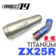 Project79 Exhaust Kawasaki ZX25R Slip On Titanium Rainbow Blue Piping + Titanium Muffler Accessories