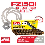 Yamaha FZ150i chain sprocket, RK black gold chain 428HSB (10mm)