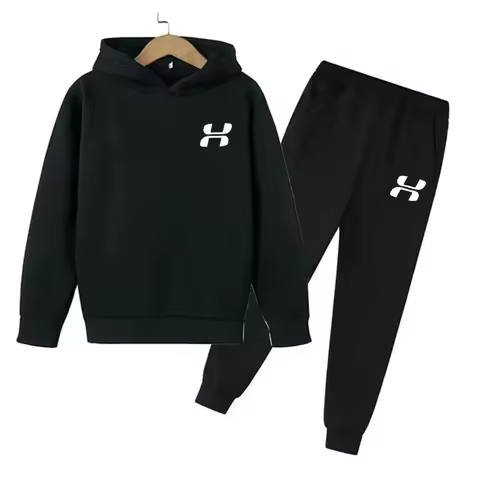 Fashion Casual Sports Brand Boys Girls Hooded Suit Top+Pants Children Hoodies Sweatshirt Jogging Set