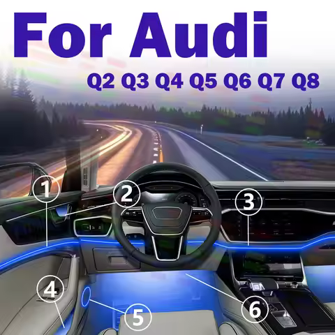 High Combo For Audi Q2 Q3 Q4 Q5 Q6 Q7 Q8 Car Acrylic LED Ambient Lamps Colorful Atmosphere Lights Au