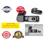 LINGDU D600 4K 2160P Dashcam DVR Car Recorder Front + Rear Camera GPS 24 Hour Recording Wi-Fi