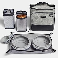 Cleverpup, Large 7-Piece Bistro Box Dog Food Travel Kit, 12-Cup Kibble Storage, 2 Silicone Bowls, Ma