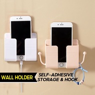 Phone Holder Wall Mounted Organizer Storage Box Remote Control Mounted Mobile Phone Plug Wall Holder