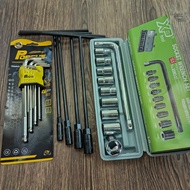 T-socket wrench 8mm 10mm 12mm 14mm shock wrench socket set 10Pcs + 9pcs L-shaped wrench