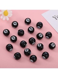 20 Piezas Bolas De Billar Impresas Acrílicas De 11mm, Bola Redonda Negra Número 8 Y Cuentas Para Hacer Joyas Diy Para Collar, Pulsera