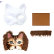 FT 3ชิ้น เซ็ต DIY หน้ากากครึ่งหน้าลายกราฟฟิตีแบบแฮนด์เมดชุดหน้ากากเทอเรียนหน้ากากเปล่าหน้ากากครึ่งหน
