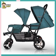 Kids Stroller Baby Blue Twin Baby Stroller Portable Foldable Sitting and Lying Two Child Twin Baby Stroller 6mQX