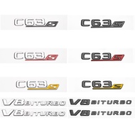3D Chrome Black Letters C63s V8 Biturbo ABS Emblem for  Benz AMG C63s Coupe Car Side Fender Trunk Na