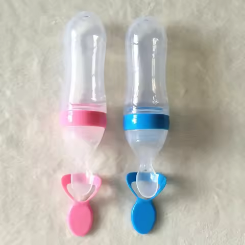 90ML Baby Feeding Bottle with Tongue Pressing Type Lip Mouth Spoon Infant Training Milk Rice Paste S