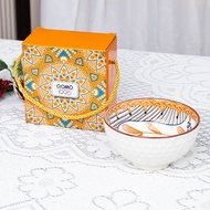 QOMO Bohemian Rice Bowl Gift Set Porcelain Bowl Mangkuk Ceramik Soup Bowl Tableware Doorgift
