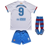 CEKFAX 2023/2024 Barca Away #9 Lewandowski Football Soccer Kids Jersey Shorts Socks Set Youth Sizes