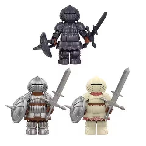 Medieval Onion Knight Detailed Black Knight Armor Minifigure with Interchangeable Shield building bl
