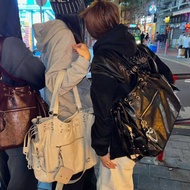 Korean Niche Deinet Motorcycle Bag 25 Years Tote Bag Large Size Drawstring Pocket Rivet Shoulder Bag