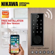 NIKAWA DDB1 Digital Deadbolt Lock with Fingerprint for Wood Door, HDB Main Door with App Control