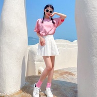 Cotton Candy Color T-Shirt Pleated Skirt Set Womens Dance Performance Outfit Sisters Matching Dancew