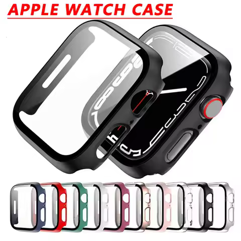 Glass+Case for Apple Watch Case 45mm 41mm 44mm 40mm 42mm 38mm Accessories Screen Protector Cover iwa