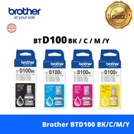 Original Brother Ink BTD100 Refill Ink for Printer T230 T430W T530DW T730DW T930DW (BK/C/M/Y)