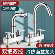 kepala paip paip sinki dapur kepala paip sinki Genuine Toilet Washbasin Double Hole Faucet Hot and C