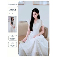 AUDREY DRESS long lady's party DRESS - COQUI, gentle long white DRESS with slight flare to flatter y