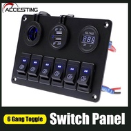 6 Buttons LED Rocker Switch Panel Circuit Breakers For Auto Boat Marine Boat Waterproof Rocker Switc