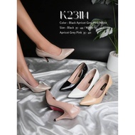 K23114 Gel-Coated Leather Shoes 3-Inch Heels High Heels