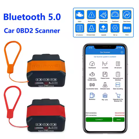 Konnwei KW906 Bluetooth 5.0 ELM327 V1.5 Car OBD2 Scanner KW905 OBDII Auto Diagnostic Tools ELM 327 V