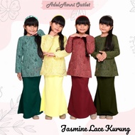 Baju Kurung Raya Lace Jasmine Sedondon Budak - Maroon/Teal Green/Baby Yellow/Navy Blue/Black (Size XS-2XL)