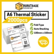 Hohotrade A6 Thermal Paper (2000pcs FOLD) Thermal Sticker A6 100mm*150mm AWB Sticker Thermal Airway Bill Shipping Label