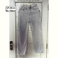 Celana Thrift Jeans Kulot Highwash Boyfriend Unifinished Premium Korean Style