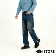 [HEN STORE MENSWEAR] [WIDE FORM] Heboz D002 straight jeans (DARK BLUE), high-quality denim straight-