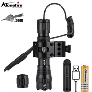 Alonefire TK503 12W Zoom Flashlight Powerful Outdoor Travel Camping Fishing Hiking Mounts Remote Swi