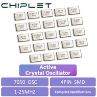 5pcs SMD 7050 Active Crystal Oscillator OSC 4Pin 1MHZ 2MHZ 4MHZ 5MHZ 6MHZ 8MHZ 12MHZ 16MHZ 20MHZ 24M