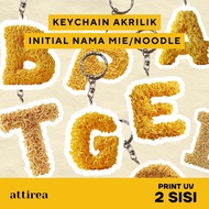 GANTUNGAN Acrylic Initial Keychain - mie Noodle | Cute Initial Souvenir Keychain