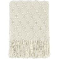 BOURINA Beige Throw Blanket 50x60 Inches Throw Textured Solid Soft Sofa Couch Decorative Knit Blanke