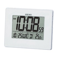 Brand NEW Seiko Digital LCD QHL057WN QHL057W White Rectangle Thermometer Calendar Wall Table Alarm Clock