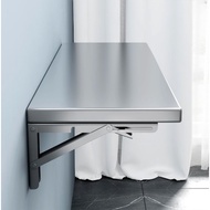 Fold Down Wall Table Stainless Steel Folding Bar Counter Space Saving Balcony Storage Meja Dinding L