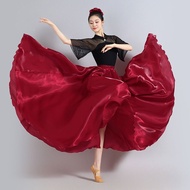 720 Degree Flashing Satin Classical Dance Skirt Square Performance Costume Practice Skirt