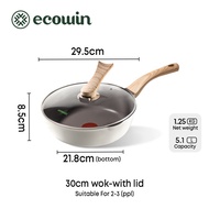 Ecowin Cookware temperature sensitive pot 28/30cm non-stick pot with lid bonus heat indicator frying