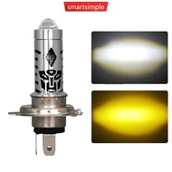 SMARTSIMPLE Motorcycle Dual Colors Headlight LED BA20D P15D White Yellow Headlight Projector Lens Bu