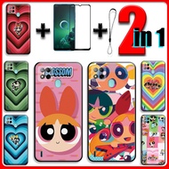 2 IN 1 For Itel A57 Itel A57 Pro Case with Tempered Glass Screen Protector Powerpuff Girls