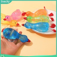 livecity|  Cartoon Duck Toy Stress Relief Toy Glittery Duck Squeeze Toy for Stress Relief and Party Favors Cute Cartoon Animal Squishy for Southeast Asian Buyers