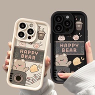 Phone Case for OPPO A18 A17K A16S A16K A15S A38 A58 A78 A79 A98 A57 2022 A3S A5S A12E A55 A54 A94 Happy Bear TPU Silicone Mobile Phone Protective Case