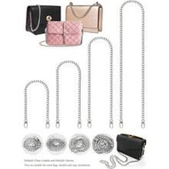 Silver Cuban Link Chain Strap Set (20cm, 39cm, 60cm, 80cm, 120cm), Detachable Multi-Length Silver Lu
